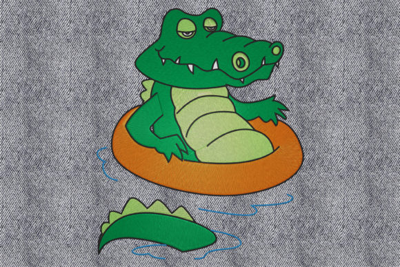Alligator in Pool: A Playful Embroidery Design for Etsy Shops