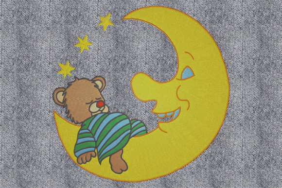 Bear on the Moon: A Sweet Embroidery Design for Gifts