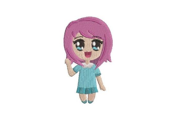Chibi Anime Girl: A Joyful Holiday Embroidery Pick