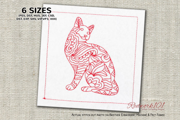Mandala Patterned Cat Redwork: A Holiday Design Review